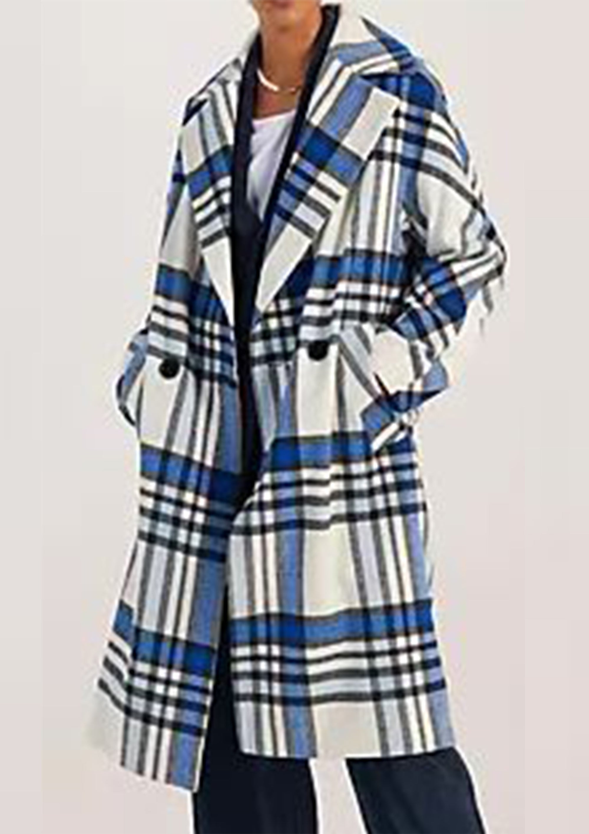 Béatrice Easy-Wear Check Wool-Blend Coat - size 10