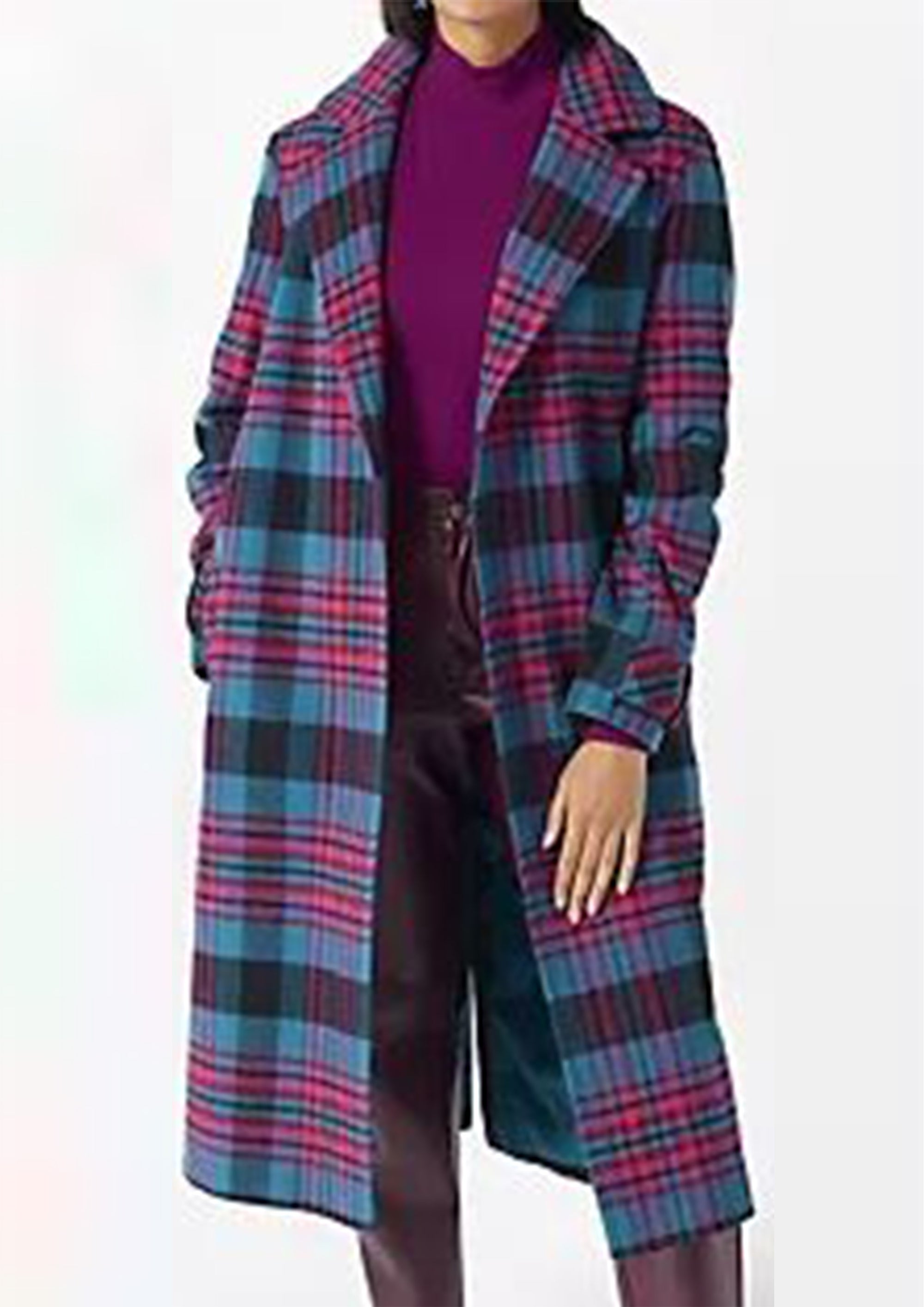 Celeste Edge to Edge Check Longline Coat - size 10