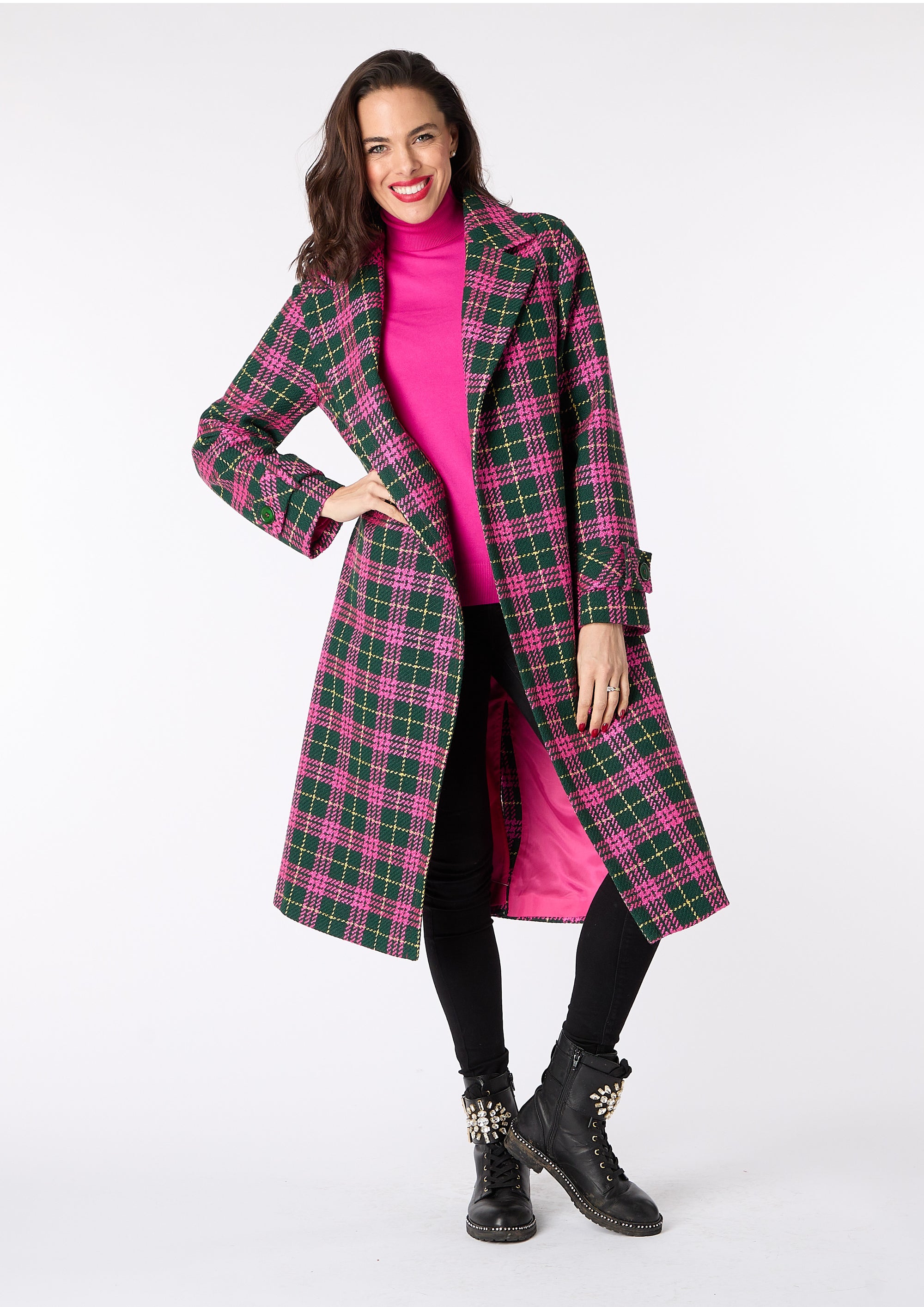 Yasmin Edge-to-Edge Check Coat - size 10