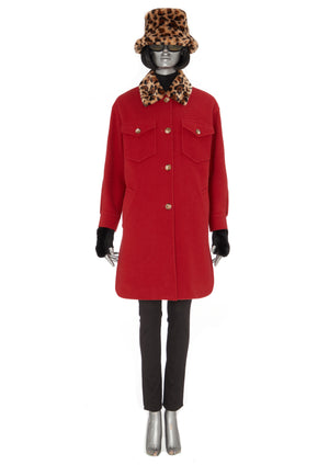 Cora Wool-Blend Coat with Faux Fur Collar - size 10