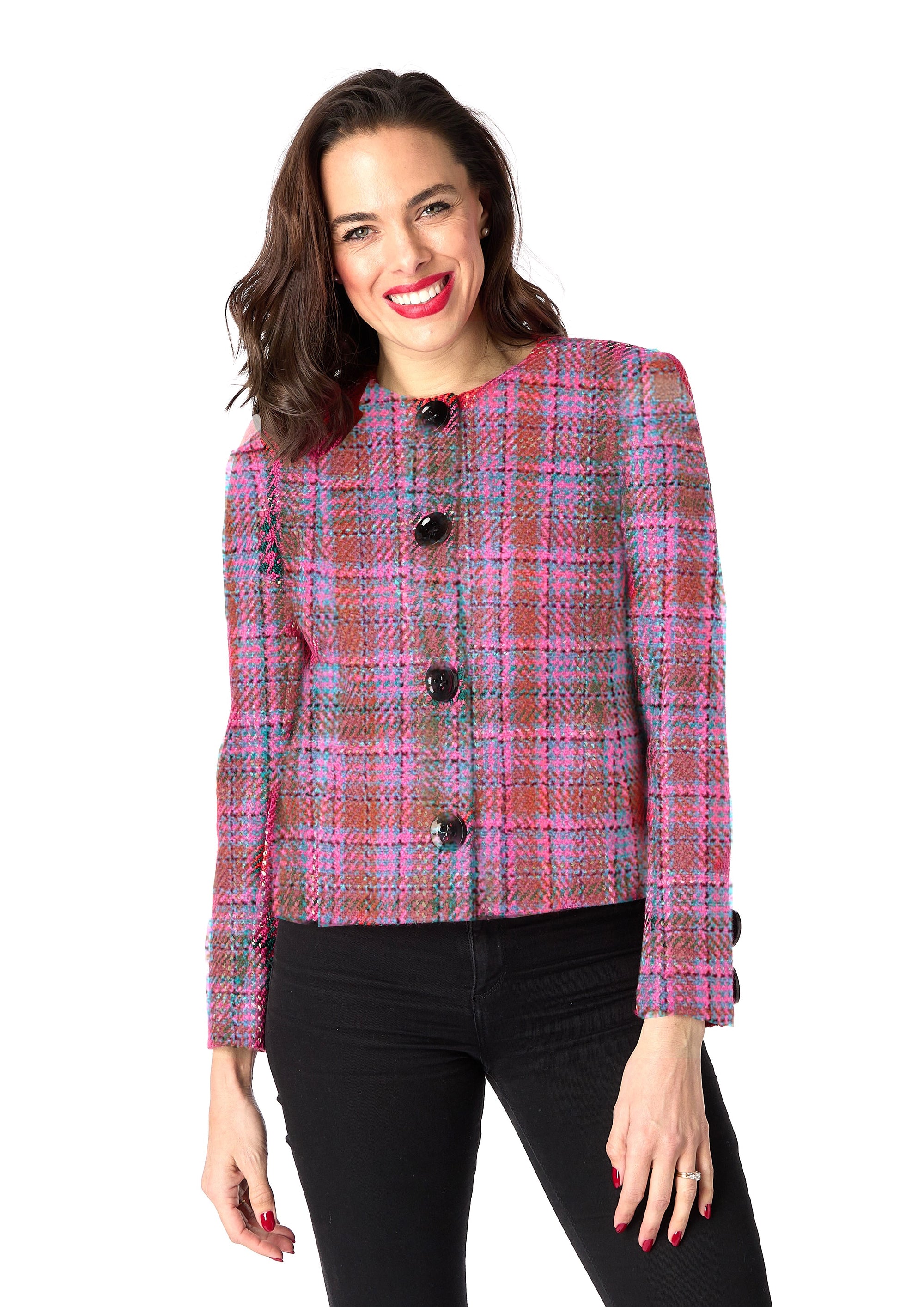 Daniela Check Round Neck Jacket