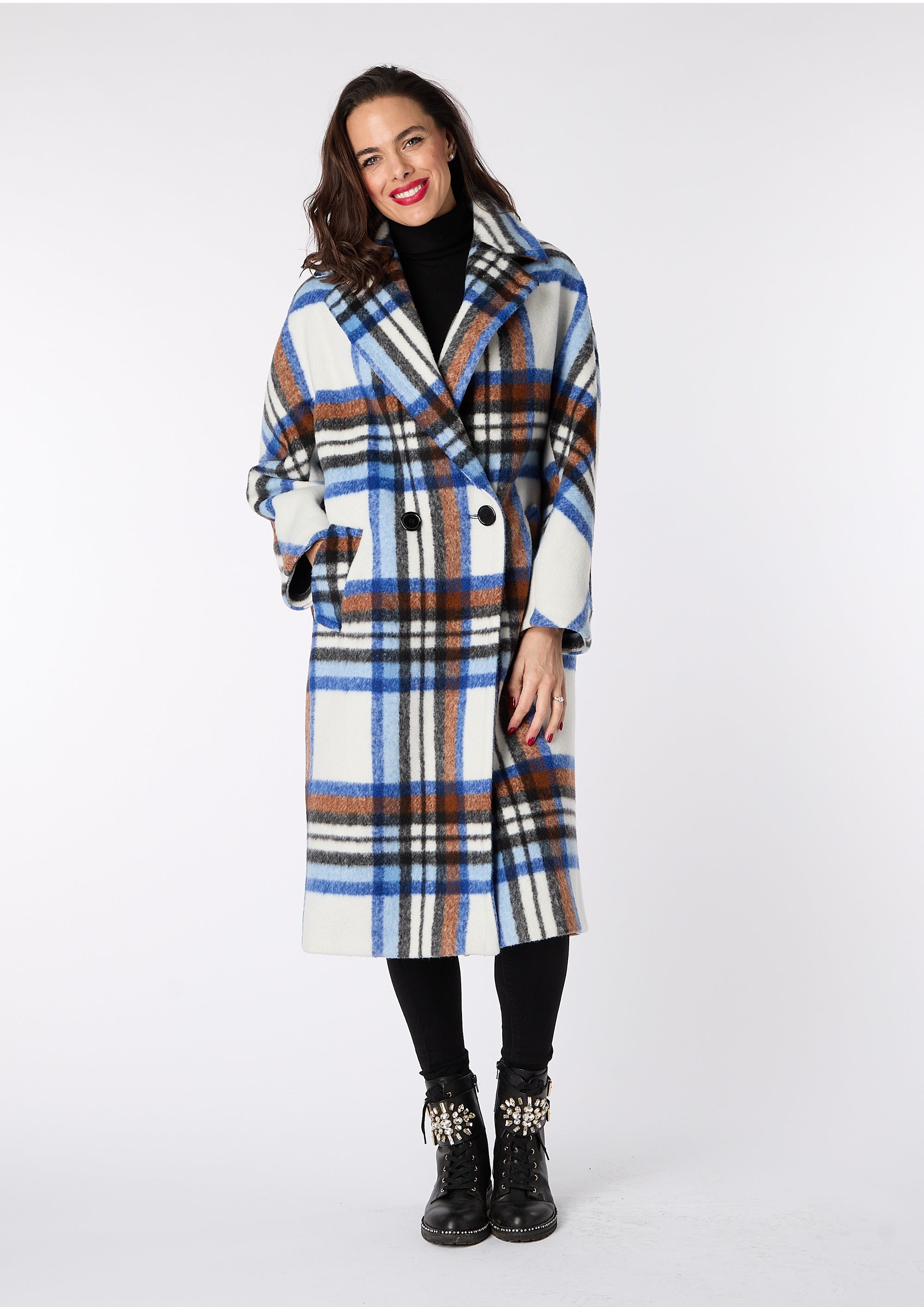 Nikki Relaxed Fit Check Coat - size 10